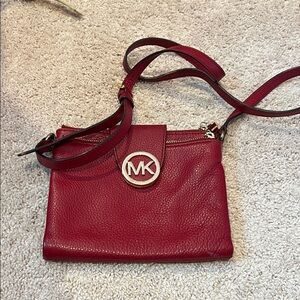 Michael Kors Burgundy Leather Crossbody Bag